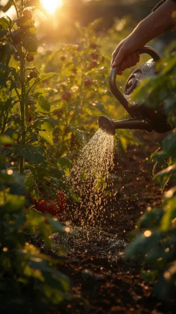watering garden summer